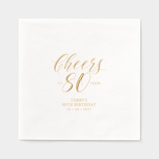 Modern Cheers 80ste verjaardagsfeest Folie Servetten (Voorkant)