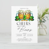 Modern Cheers and Beers St Patrick's Day Party Kaart (Staand voorkant)