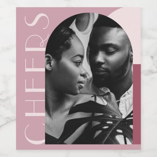 Modern Cheers Arch Photo Wedding Wijn Etiket (Enkel label)