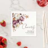 Modern Cheers | Bourgogne Bloemen Herfst Huwelijk Servet (Insitu)