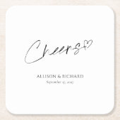 Modern Cheers Bruiloft Onderzetter Zwart & Wit Ont (Voorkant)