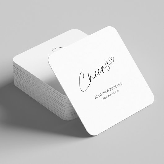 Modern Cheers Bruiloft Onderzetter Zwart & Wit Ont