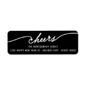 Modern Cheers Calligraphy Script Holiday Address Etiket (Voorkant)