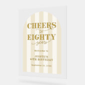 Modern Cheers Eighty Years 80th Birthday Welcome  Acryl Bord (Hoek)