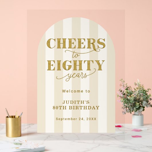 Modern Cheers Eighty Years 80th Birthday Welcome  Acryl Bord (Huwelijk)
