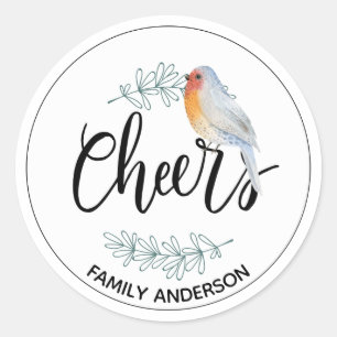 Modern CHEERS Gepersonaliseerde Kerstmis Robin Ronde Sticker