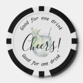 Modern Cheers Gin Tonic Drink Wedding Poker Chips (Voorkant)