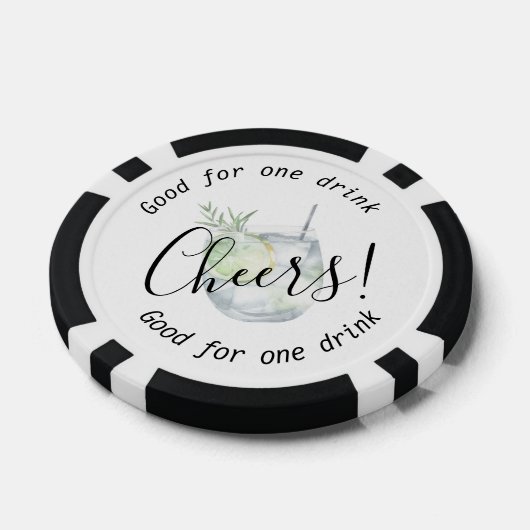Modern Cheers Gin Tonic Drink Wedding Poker Chips (Enkel)