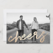 Modern Cheers Gold Luxe Foto Feestdagenkaart (Voorkant)