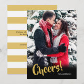 Modern Cheers Happy New Years Foto Feestdagenkaart (Voorkant / Achterkant)