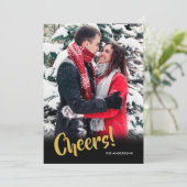 Modern Cheers Happy New Years Foto Feestdagenkaart (Staand voorkant)