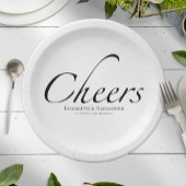 Modern Cheers Script | Zwart-wit bruiloft Papieren Bordje