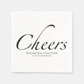 Modern Cheers Script | Zwart-wit bruiloft Servet (Voorkant)
