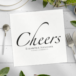 Modern Cheers Script | Zwart-wit bruiloft Servet