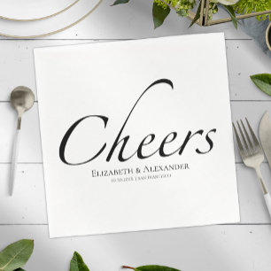 Modern Cheers Script   Zwart-wit bruiloft Servet