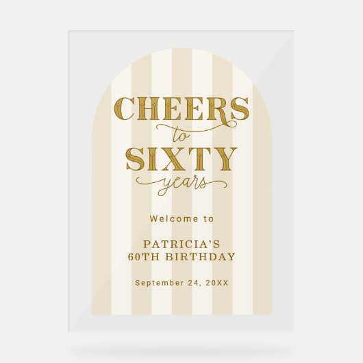 Modern Cheers Sixty Years 60TH Birthday Welcome  Acryl Bord (Voorkant)