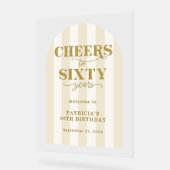 Modern Cheers Sixty Years 60TH Birthday Welcome  Acryl Bord (Hoek)