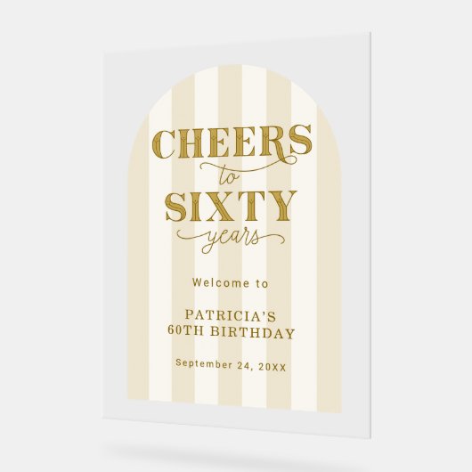 Modern Cheers Sixty Years 60TH Birthday Welcome  Acryl Bord (Hoek)