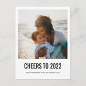 Modern Cheers To 2022 New Year Script Photo Feestdagenkaart (Voorkant)