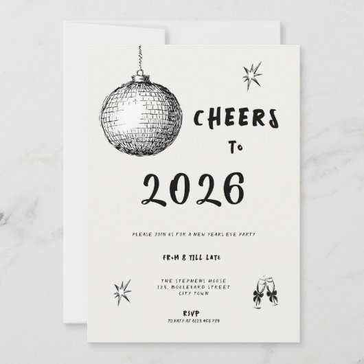 Modern Cheers to New Year 2026 Bold Typo Kaart (Voorkant)