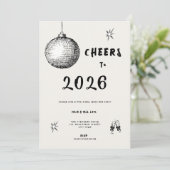 Modern Cheers to New Year 2026 Bold Typo Kaart (Staand voorkant)
