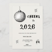 Modern Cheers to New Year 2026 Bold Typo Kaart (Voorkant / Achterkant)