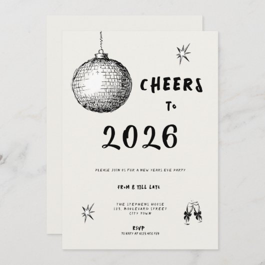 Modern Cheers to New Year 2026 Bold Typo Kaart (Voorkant / Achterkant)