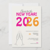 Modern Cheers to New Year Bold Typo Invitation Kaart (Voorkant)