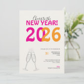 Modern Cheers to New Year Bold Typo Invitation Kaart (Staand voorkant)