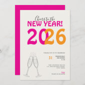 Modern Cheers to New Year Bold Typo Invitation Kaart (Voorkant / Achterkant)