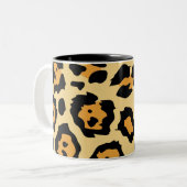 Modern Cheetah Spots Pattern Tweekleurige Koffiemok (Voorkant links)