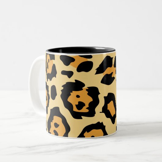 Modern Cheetah Spots Pattern Tweekleurige Koffiemok (Voorkant links)