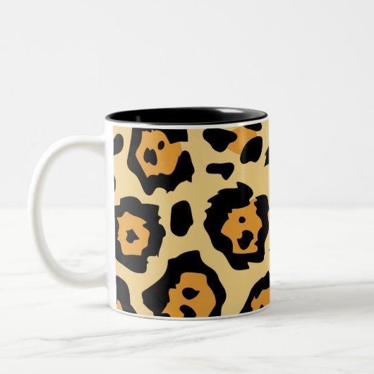 Modern Cheetah Spots Pattern Tweekleurige Koffiemok (Links)