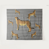 Modern cheetahpatroon op zwart-wit gestreepte acht wandkleed (Voorkant (horizontaal))