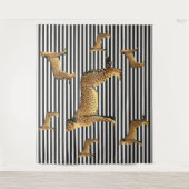 Modern cheetahpatroon op zwart-wit gestreepte acht wandkleed (Voorkant)