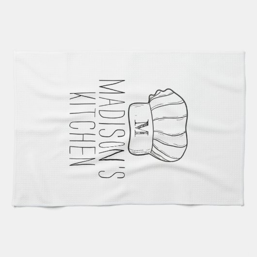 Modern Chef Cook Pet Monogram Eenvoudige Stijlvoll Theedoek (Horizontaal)