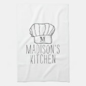 Modern Chef Cook Pet Monogram Eenvoudige Stijlvoll Theedoek (Verticaal)