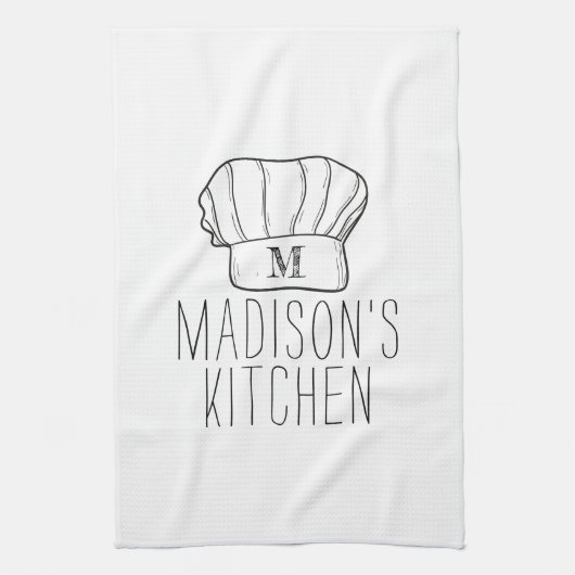 Modern Chef Cook Pet Monogram Eenvoudige Stijlvoll Theedoek (Verticaal)