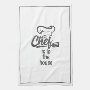 Modern CHEF IS IN HET HUIS Grappige Quote Theedoek