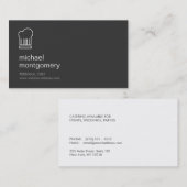 MODERN CHEF-KOK PET LOGO in WIT op DONKERGRIJS Visitekaartje (Voorkant / Achterkant)