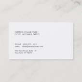 MODERN CHEF-KOK PET LOGO in WIT op DONKERGRIJS Visitekaartje (Achterkant)