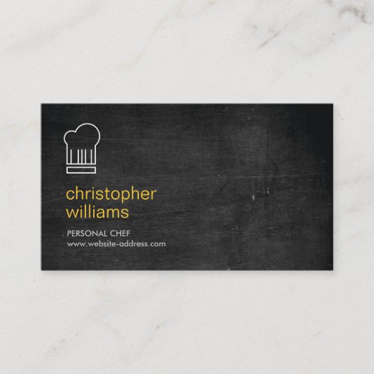 MODERN CHEF-KOK PET LOGO op ZWART HOUT Visitekaartje (Voorkant)