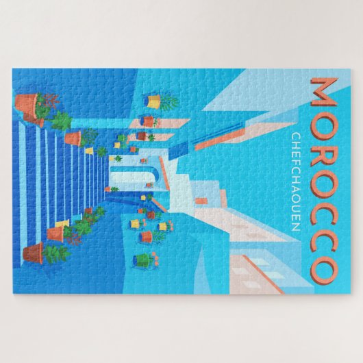 Modern Chefchaouen Marokko Reis Legpuzzel (Horizontaal)