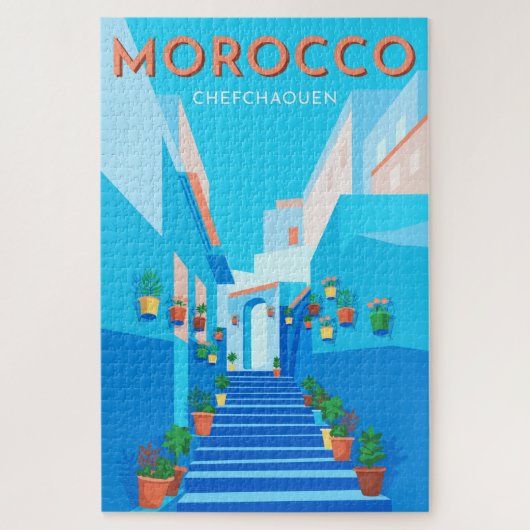 Modern Chefchaouen Marokko Reis Legpuzzel (Verticaal)
