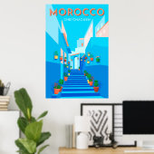 Modern Chefchaouen Marokko Travel Poster (Thuiskantoor)