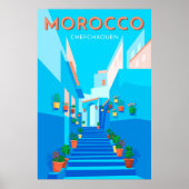 Modern Chefchaouen Marokko Travel Poster (Voorkant)