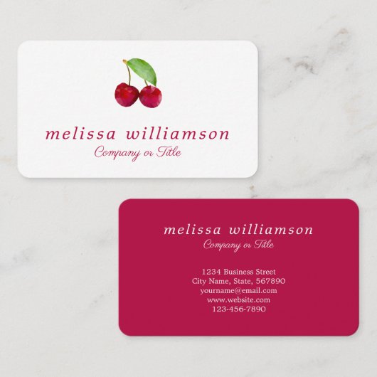Modern Cherry 3D Fruit Visitekaartje (Voorkant / Achterkant)