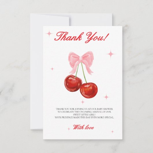 Modern Cherry Baby shower Bedankkaart (Voorkant)