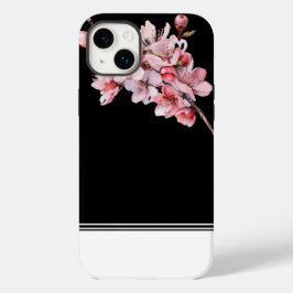 Modern Cherry Blossom Black iPhone 14 Plus Hoesje