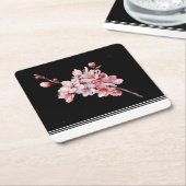 Modern Cherry Blossom Black Paper Onderzetter (Schuin)